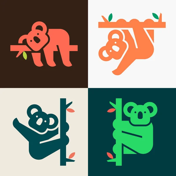 Koala Logosu Seti Simge Tasarımı Şablon Ögeleri — Stok Vektör