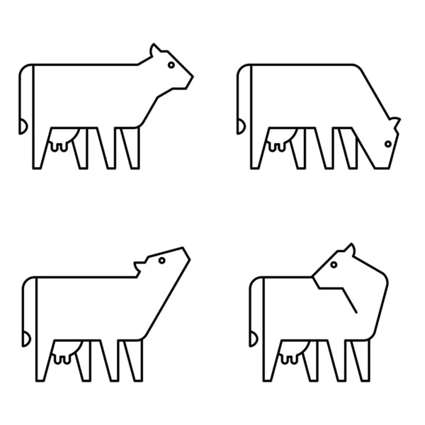 Logo Sady Pro Krávy Návrh Ikon Elementy Šablony — Stockový vektor
