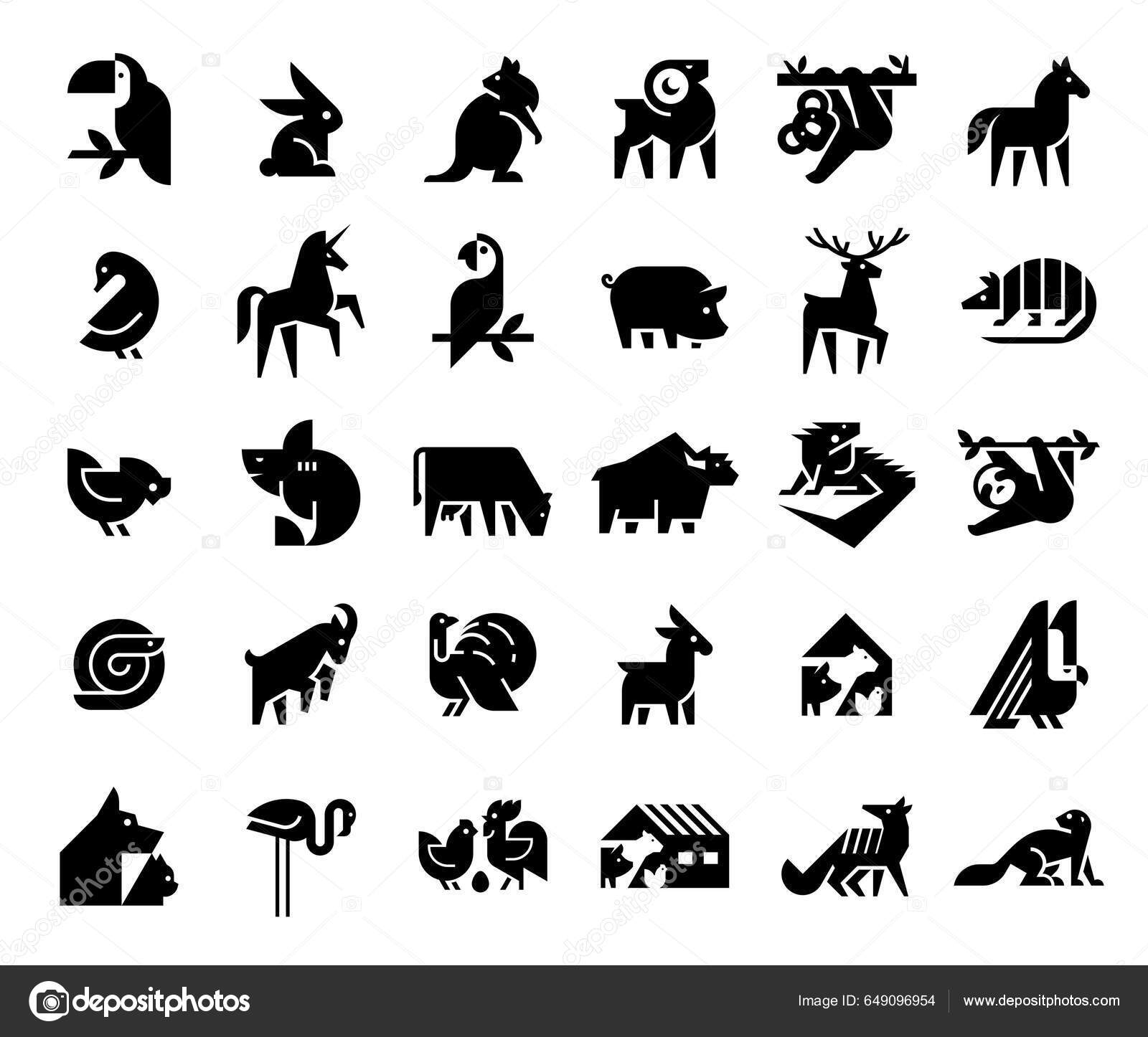 Animals Logos Collection Animal Logo Set Geometrical Abstract Logos Icon  Stock Vector by ©NataliiaVolyk 649096954, image size:1600x1446