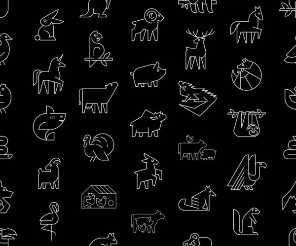 Patrón Sin Costuras Con Logotipos Animales Logotipo Animal Logos Abstractos — Archivo Imágenes Vectoriales