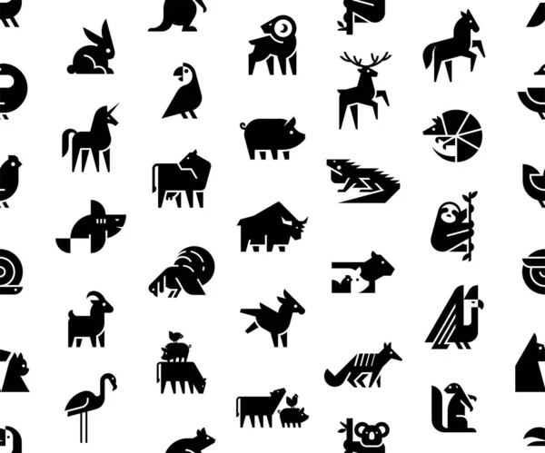 Безшовний Візерунок Логотипами Тварин Набір Логотипів Тварин Геометричні Абстрактні Логотипи — стоковий вектор