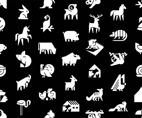 Patrón Sin Costuras Con Logotipos Animales Logotipo Animal Logos Abstractos — Vector de stock