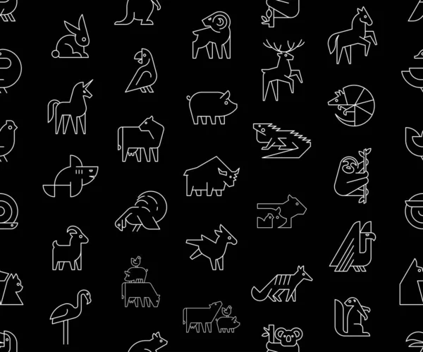 Patrón Sin Costuras Con Logotipos Animales Logotipo Animal Logos Abstractos — Archivo Imágenes Vectoriales