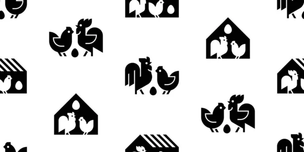 Patrón Sin Costuras Con Logotipo Animales Granja Gallo Pollo Aislado — Archivo Imágenes Vectoriales