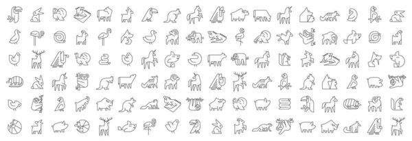 Animals Logos Sammlung Animal Logo Set Vorhanden Geometrisch Abstrakte Logos — Stockvektor