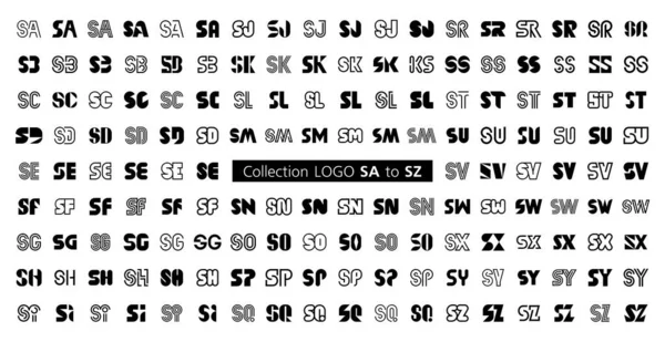 コレクションLogo SaからNasへ 文字による抽象ロゴメガコレクション 幾何学的な抽象的なロゴ — ストックベクタ