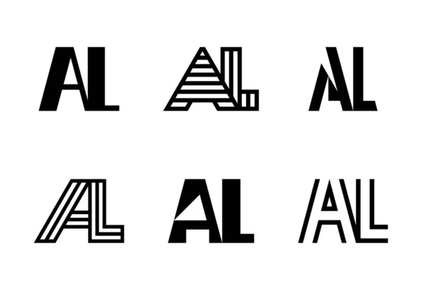 Zestaw Literowych Logo Abstrakcyjna Kolekcja Logo Literami Geometryczne Abstrakcyjne Loga — Wektor stockowy