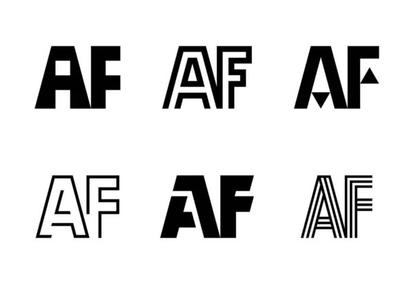 Afロゴのセット 文字による抽象的なロゴコレクション 幾何学的な抽象的なロゴ — ストックベクタ