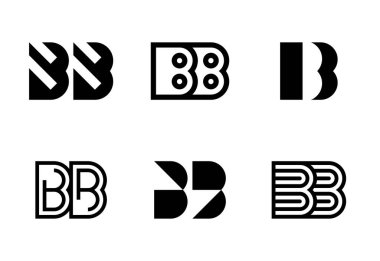 Bir dizi BB logosu. Harfli soyut logo koleksiyonu. Geometrik soyut logolar