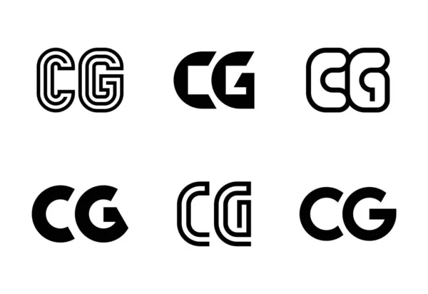 Cgロゴのセット 文字による抽象的なロゴコレクション 幾何学的な抽象的なロゴ — ストックベクタ