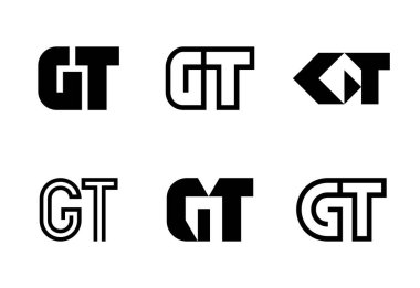 GT logoları seti. Harfli soyut logo koleksiyonu. Geometrik soyut logolar