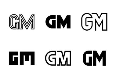 Harf GM logoları. Harfli soyut logo koleksiyonu. Geometrik soyut logolar