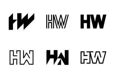 HW harfli logolar. Harfli soyut logo koleksiyonu. Geometrik soyut logolar