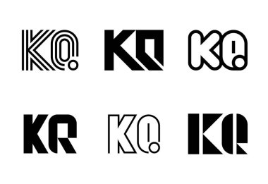 KQ harfinin logoları. Harfli soyut logo koleksiyonu. Geometrik soyut logolar