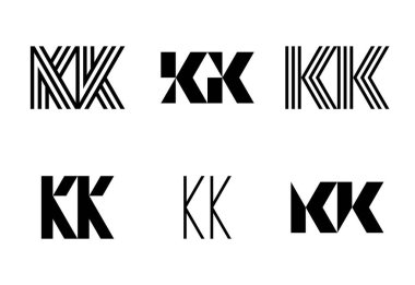 KK harflerinin logoları. Harfli soyut logo koleksiyonu. Geometrik soyut logolar