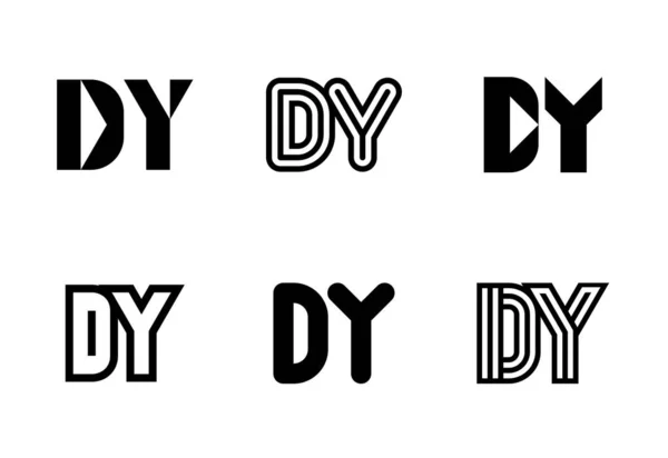 Dyロゴのセット 文字による抽象的なロゴコレクション 幾何学的な抽象的なロゴ — ストックベクタ