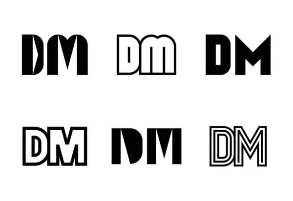 一套Dm标志字母 带有字母的抽象标识集合 几何抽象标识 — 图库矢量图片