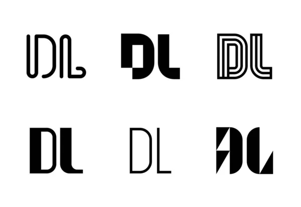 Dlロゴのセット 文字による抽象的なロゴコレクション 幾何学的な抽象的なロゴ — ストックベクタ
