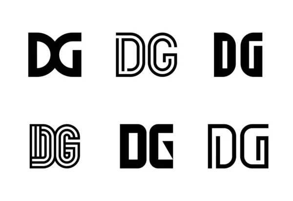 一组Dg标志字母 带有字母的抽象标识集合 几何抽象标识 — 图库矢量图片