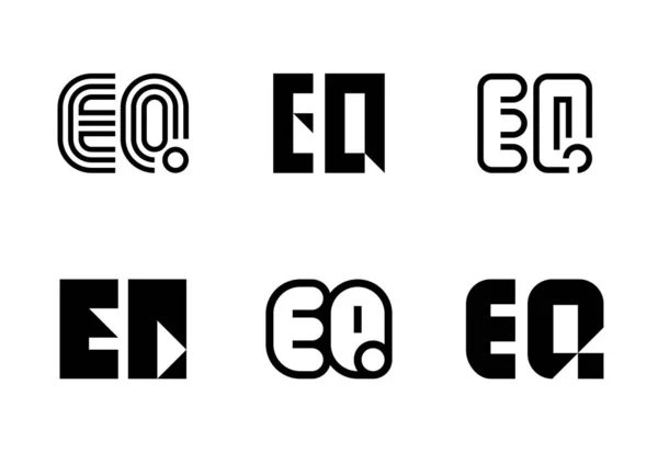Eqロゴのセット 文字による抽象的なロゴコレクション 幾何学的な抽象的なロゴ — ストックベクタ
