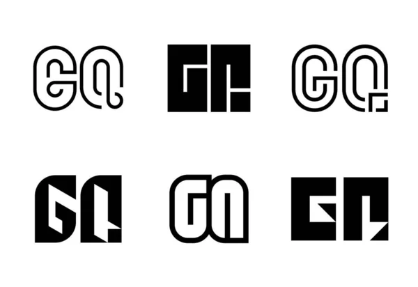 一组字母Gq标志 带有字母的抽象标识集合 几何抽象标识 — 图库矢量图片