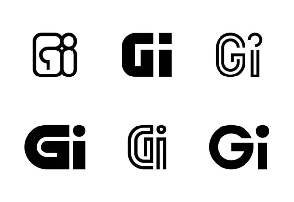 一组字母Gi标志 带有字母的抽象标识集合 几何抽象标识 — 图库矢量图片