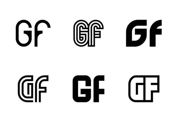 一组字母Gf标志 带有字母的抽象标识集合 几何抽象标识 — 图库矢量图片