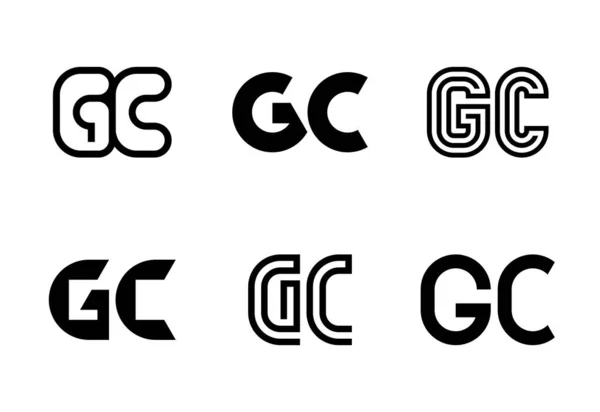 一套Gc标志字母 带有字母的抽象标识集合 几何抽象标识 — 图库矢量图片