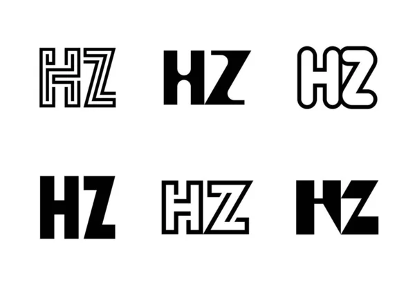 一组字母Hz标志 带有字母的抽象标识集合 几何抽象标识 — 图库矢量图片