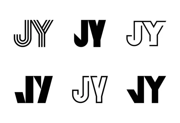 一套字母Jy标志 带有字母的抽象标识集合 几何抽象标识 — 图库矢量图片