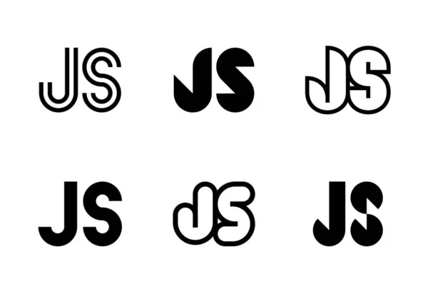 一组字母Js标志 带有字母的抽象标识集合 几何抽象标识 — 图库矢量图片