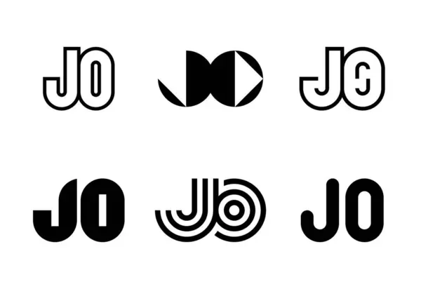 Joロゴのセット 文字による抽象的なロゴコレクション 幾何学的な抽象的なロゴ — ストックベクタ