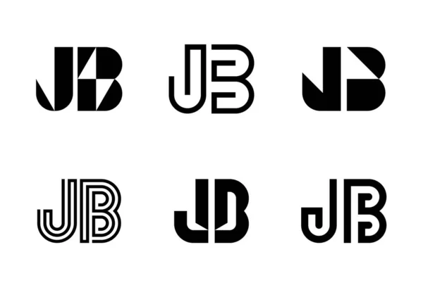 Jbロゴのセット 文字による抽象的なロゴコレクション 幾何学的な抽象的なロゴ — ストックベクタ