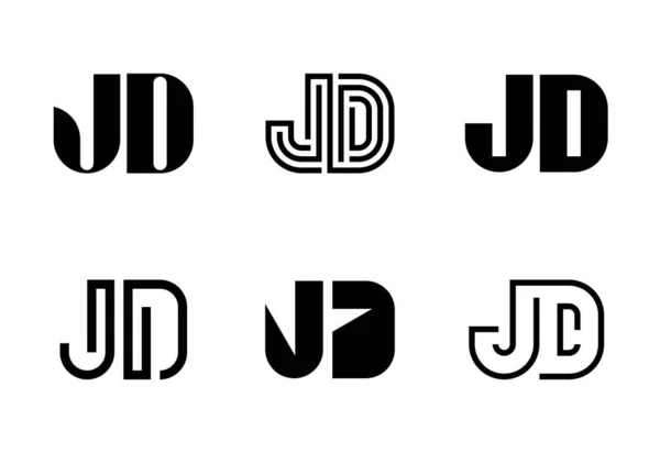 Jdロゴのセット 文字による抽象的なロゴコレクション 幾何学的な抽象的なロゴ — ストックベクタ