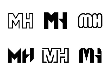 Harf MH logoları. Harfli soyut logo koleksiyonu. Geometrik soyut logolar