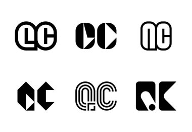 QC harfi logoları. Harfli soyut logo koleksiyonu. Geometrik soyut logolar