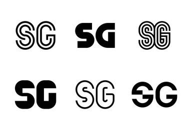 Bir dizi SG logosu. Harfli soyut logo koleksiyonu. Geometrik soyut logolar