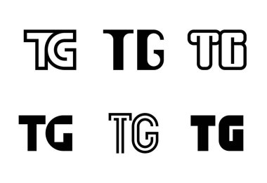 Bir dizi TG logosu. Harfli soyut logo koleksiyonu. Geometrik soyut logolar