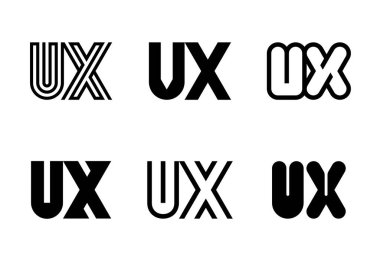 UX logoları seti. Harfli soyut logo koleksiyonu. Geometrik soyut logolar