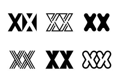 XX harfi logoları. Harfli soyut logo koleksiyonu. Geometrik soyut logolar
