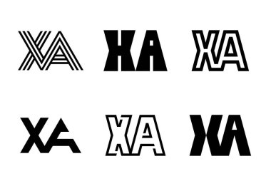 XA harfi logoları. Harfli soyut logo koleksiyonu. Geometrik soyut logolar