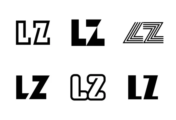 一组字母Lz标志 带有字母的抽象标识集合 几何抽象标识 — 图库矢量图片
