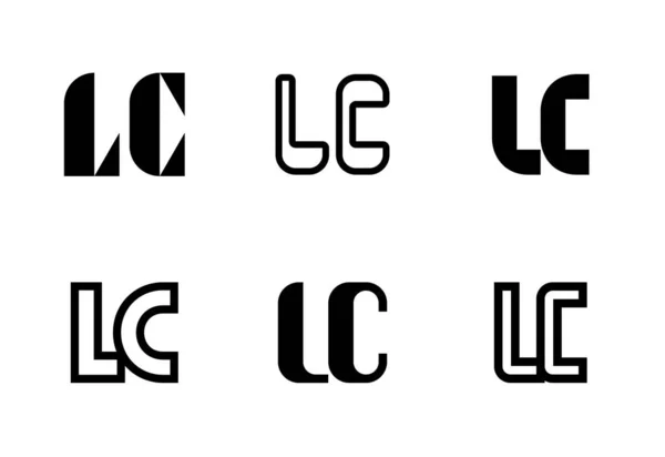 Lcロゴのセット 文字による抽象的なロゴコレクション 幾何学的な抽象的なロゴ — ストックベクタ