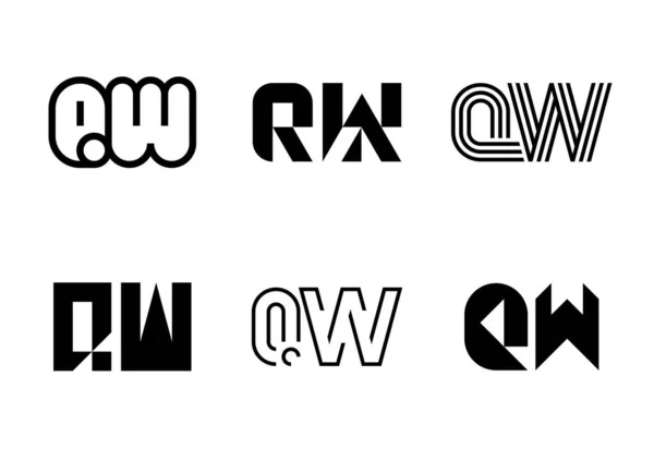 Uppsättning Logotyper Abstrakta Logotyper Samling Med Bokstäver Geometriska Abstrakta Logotyper — Stock vektor