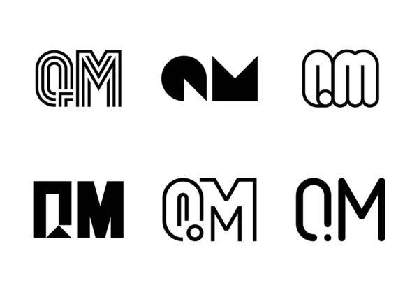 Zestaw Znaków Literowych Abstrakcyjna Kolekcja Logo Literami Geometryczne Abstrakcyjne Loga — Wektor stockowy