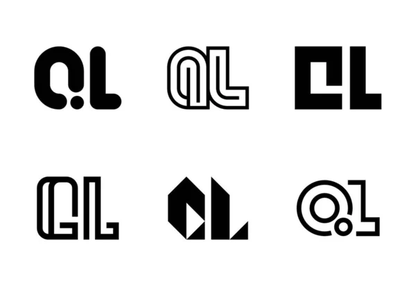 Qlロゴのセット 文字による抽象的なロゴコレクション 幾何学的な抽象的なロゴ — ストックベクタ