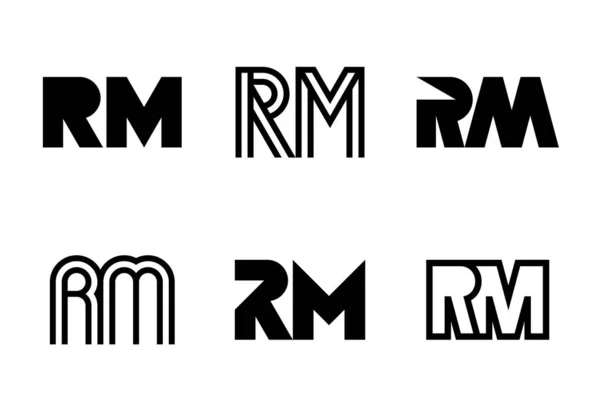 一套Rm标志字母 带有字母的抽象标识集合 几何抽象标识 — 图库矢量图片
