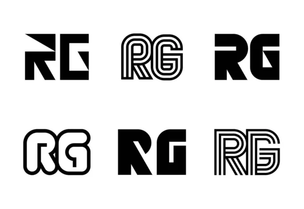一组字母Rg标志 带有字母的抽象标识集合 几何抽象标识 — 图库矢量图片