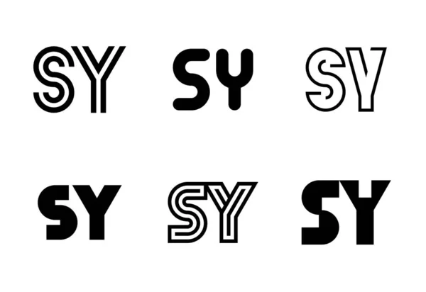一套Sy标志字母 带有字母的抽象标识集合 几何抽象标识 — 图库矢量图片
