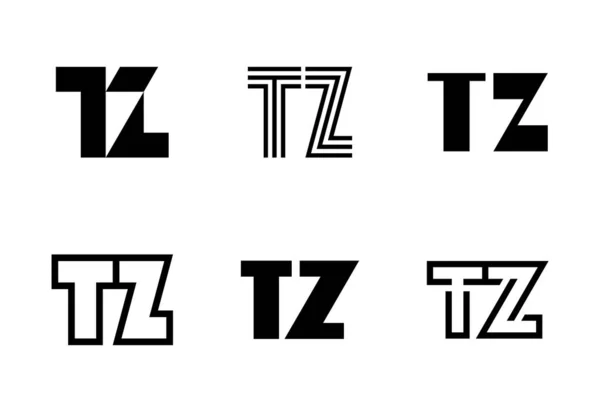 一套字母Tz标志 带有字母的抽象标识集合 几何抽象标识 — 图库矢量图片
